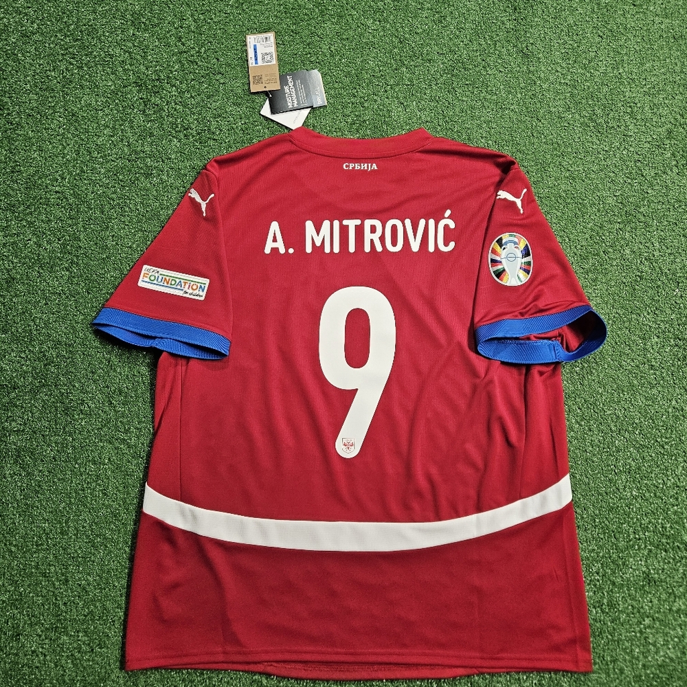 Puma Serbia Aleksandar Mitrovic #9 2024/2025 Home Jersey EURO 2024 PATCHES XL - Picture 16 of 16